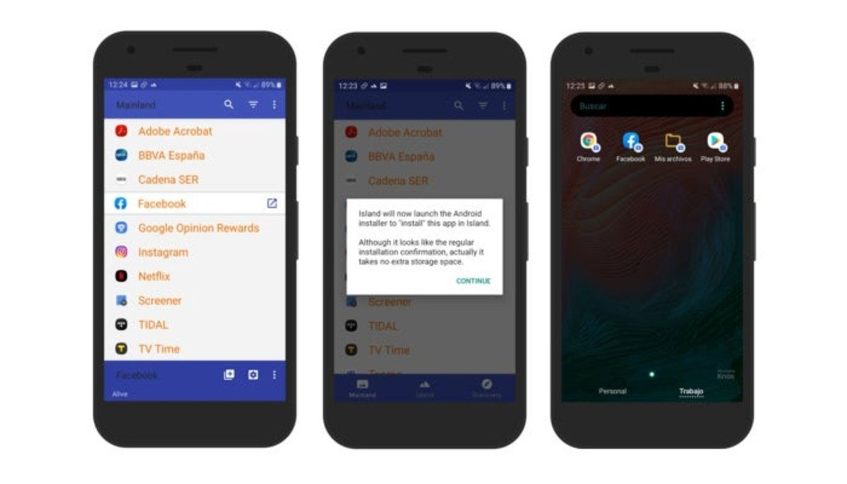 Aislar app Facebook en Island