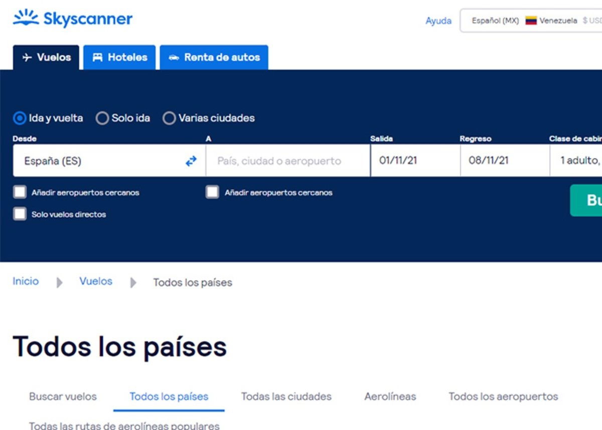 Skyscanner: vuelos baratos a todos los paises