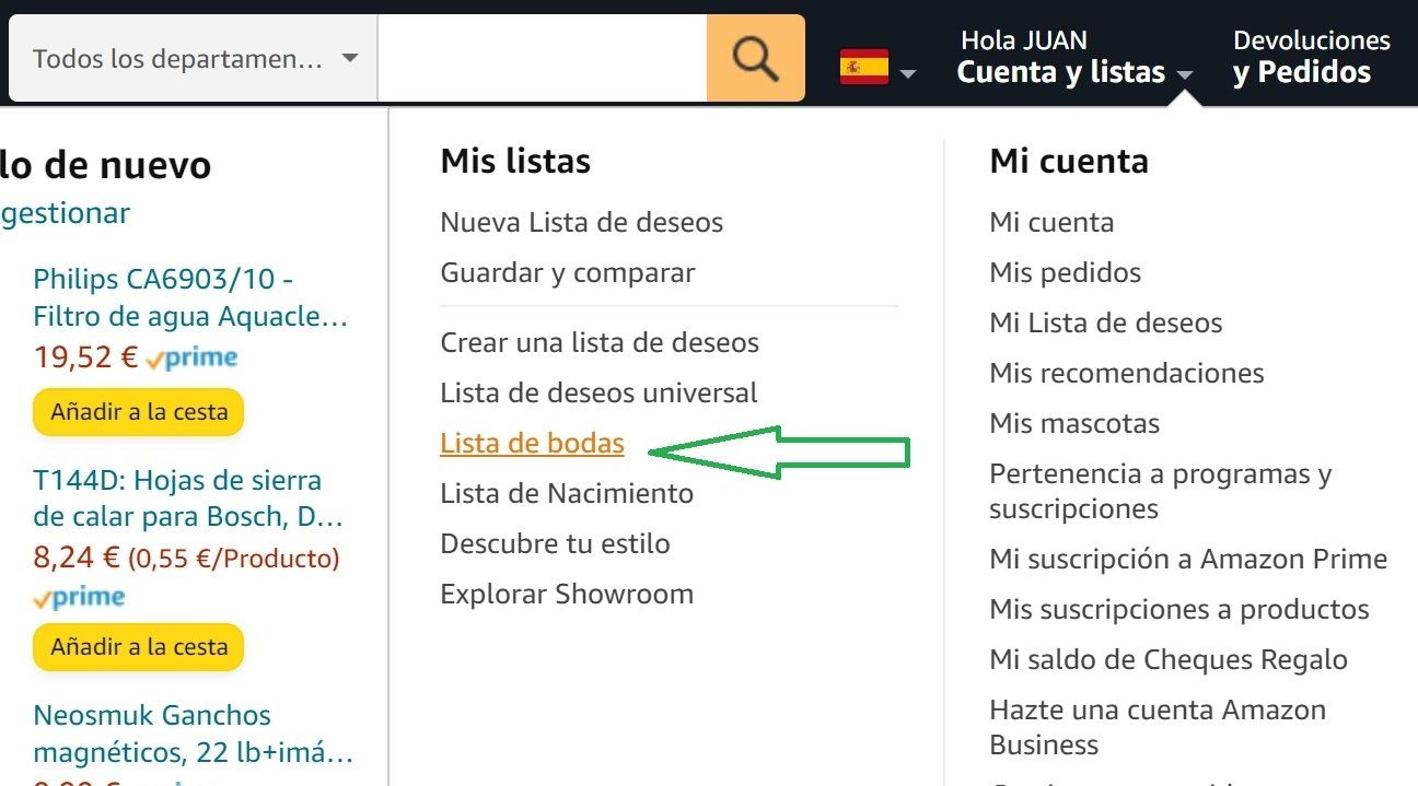 Amazon listas de bodas