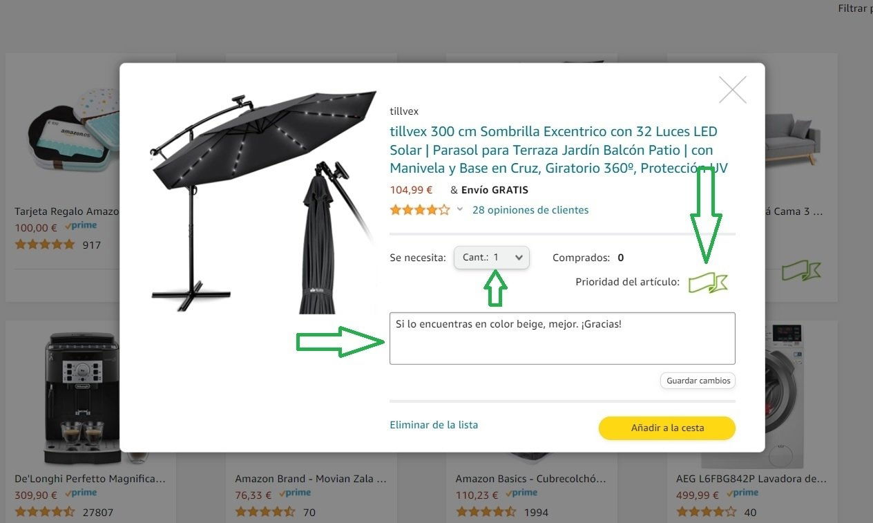 Amazon listas de bodas detalles producto