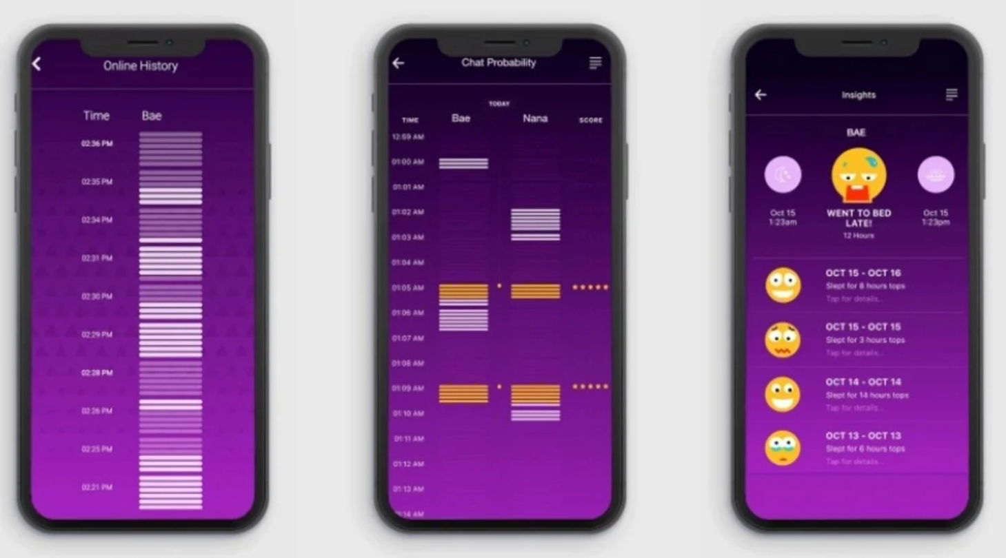 Capturas de pantalla de una app para espiar WhatsApp