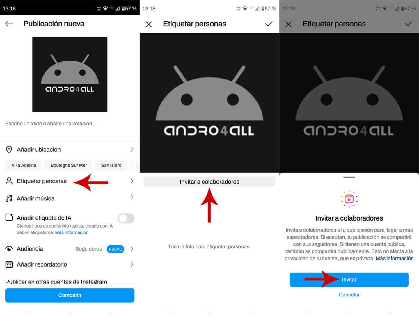 Etiquetar personas en una publicacion de Instagram